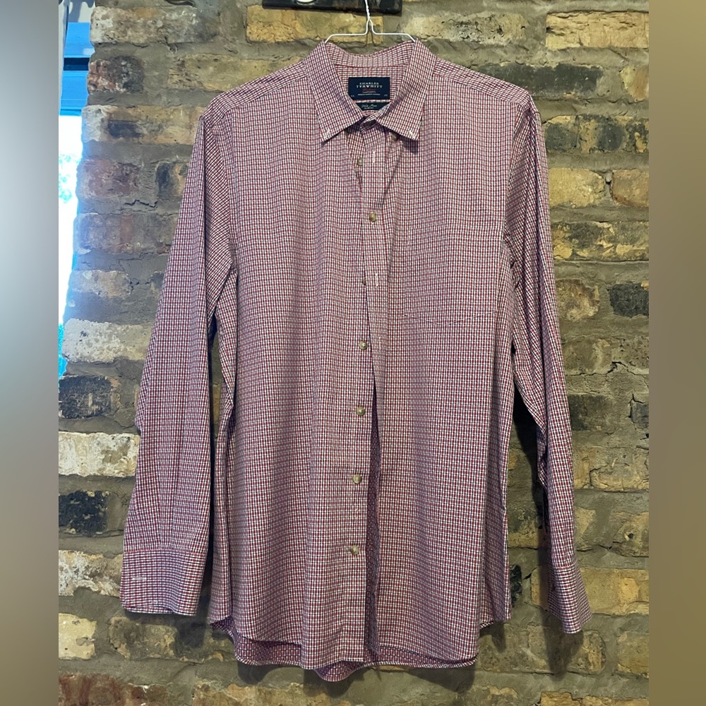 Like new Charles Tyrwhitt dress shirt red patterned